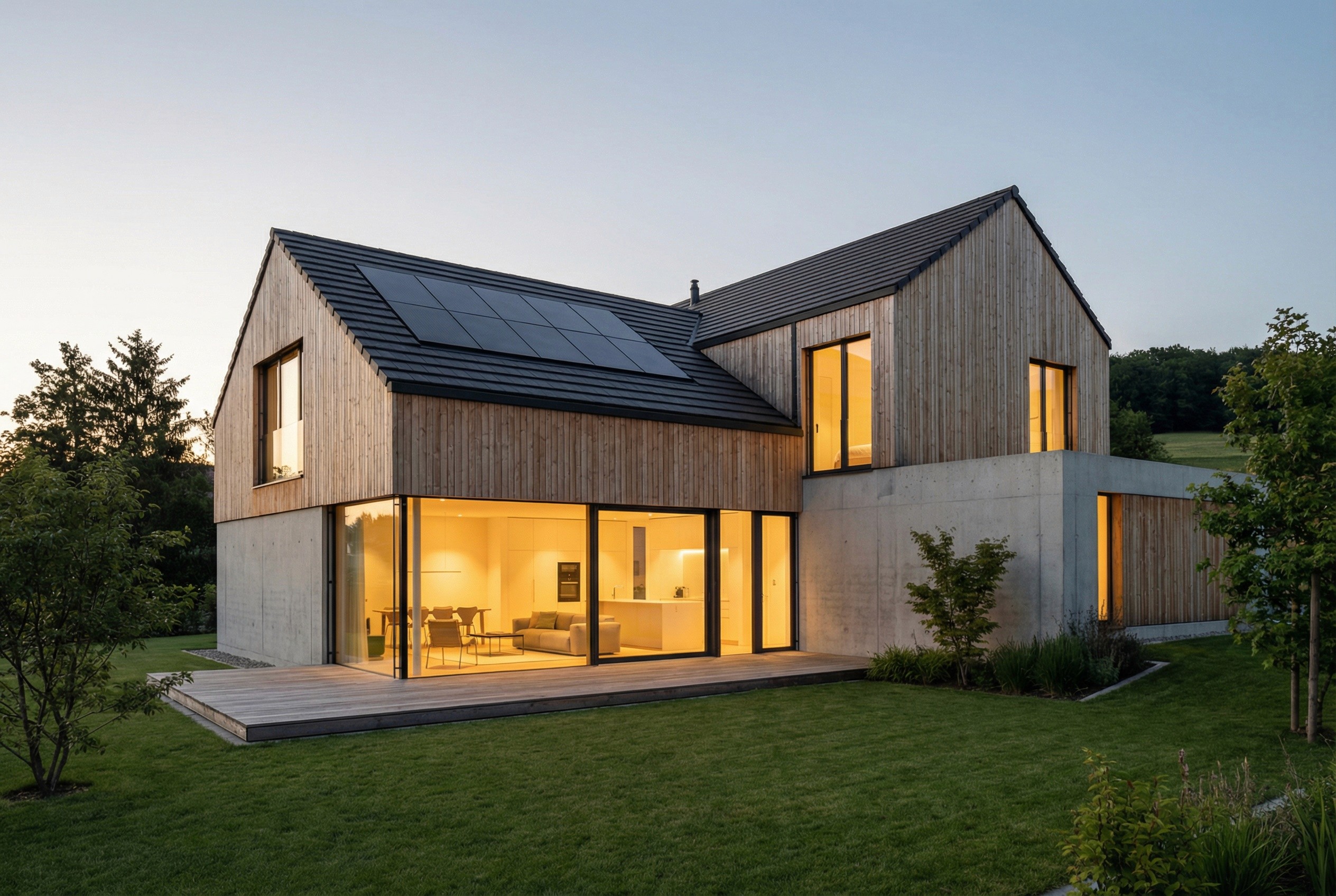 Modernes Einfamilienhaus mit Solaranlage